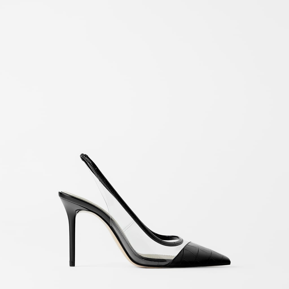 Zara animal print clear vinyl heels 7.5 NWT